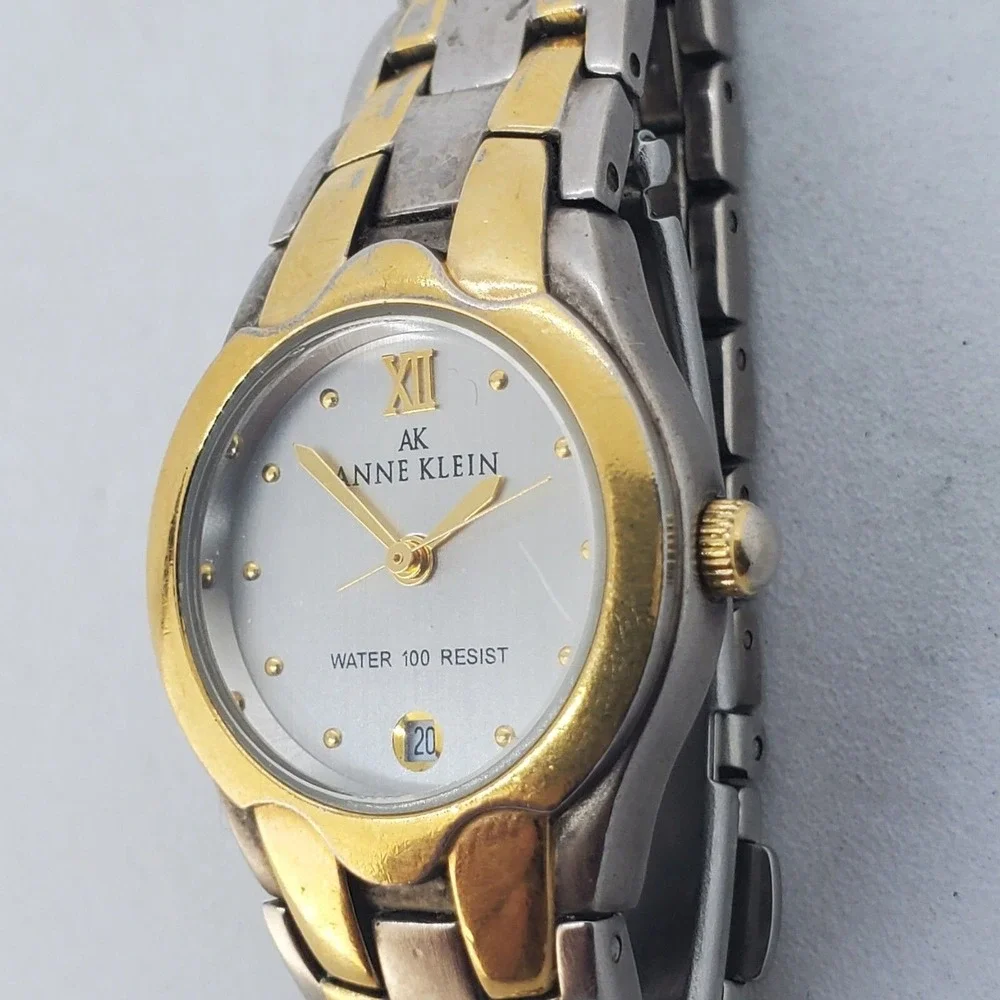 Anne Klein Women's Watch‎ Gold Silver Tone Dial Bracelet Date 6